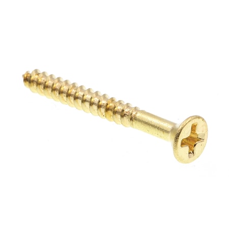 Prime-Line Wood Screw, Flat Head, Phillips Drive No. 6 X 1-1/4in Solid Brass 100PK 9034769